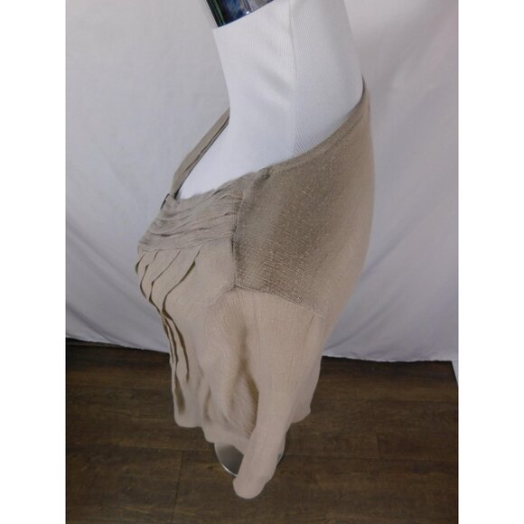 Indigo Soul Beige Crinkle Tunic Top S - V-Neck 3/4 Sleeve Boho - Excellent - Picture 6 of 12